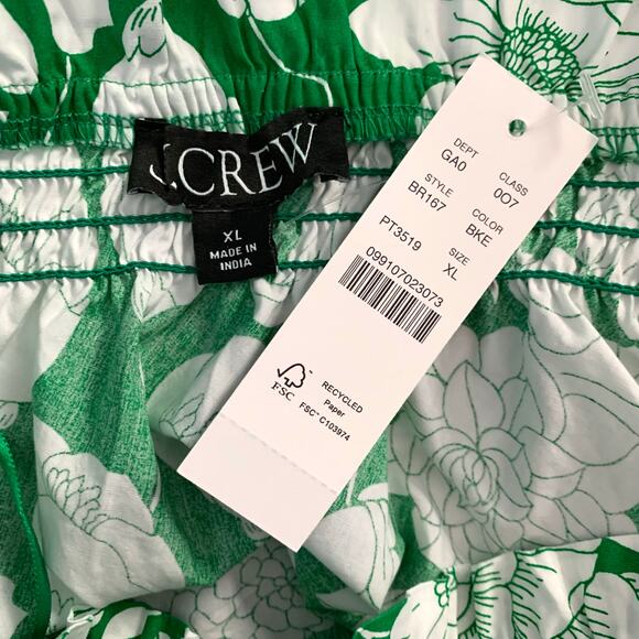 NWT J. Crew Smocked One-shoulder Top in Kelly Floral Size XL - Picture 8 of 9